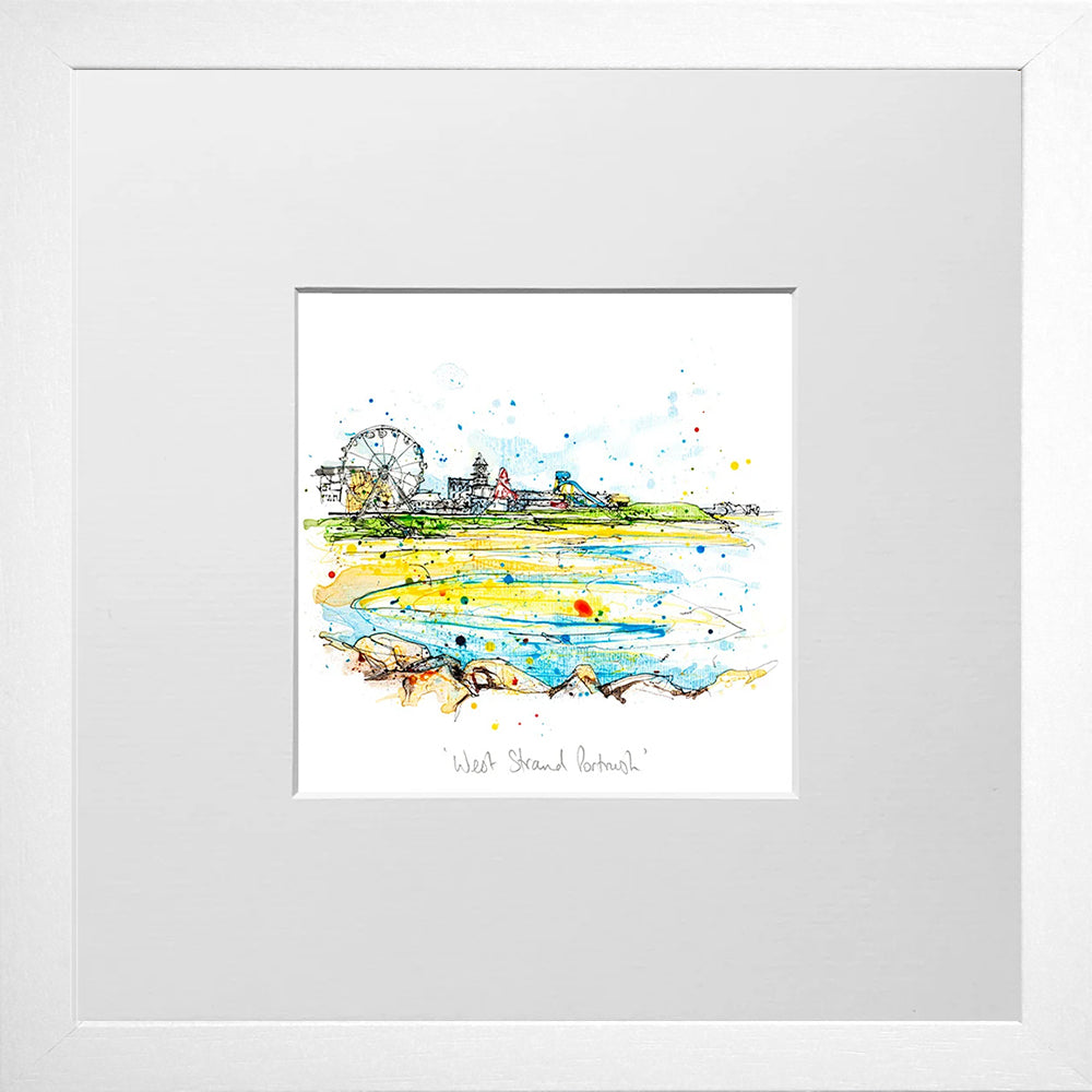 Print Open Edition Landscape - West Strand, Portrush-12 x 12-Small Flat White Frame