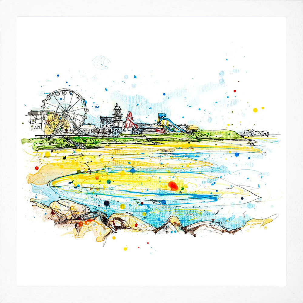 Print Open Edition Landscape - West Strand, Portrush-30 x 30-White Box Frame (No Mount)