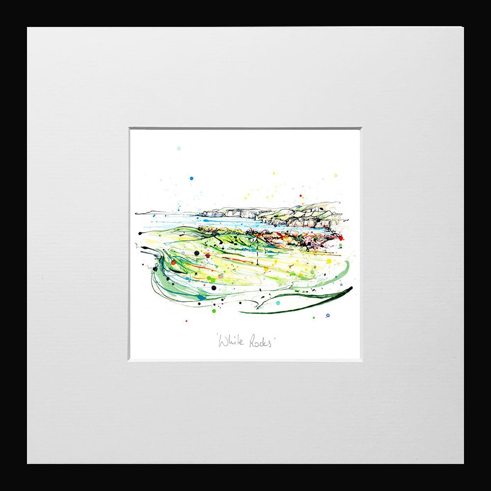 Print Open Edition Golf - Royal Portrush Whiterocks-12 x 12-Small Flat Black Frame