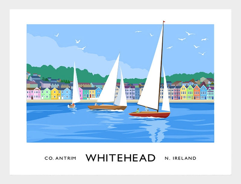 Co Antrim - Whitehead Seafront Frame Black 70x50