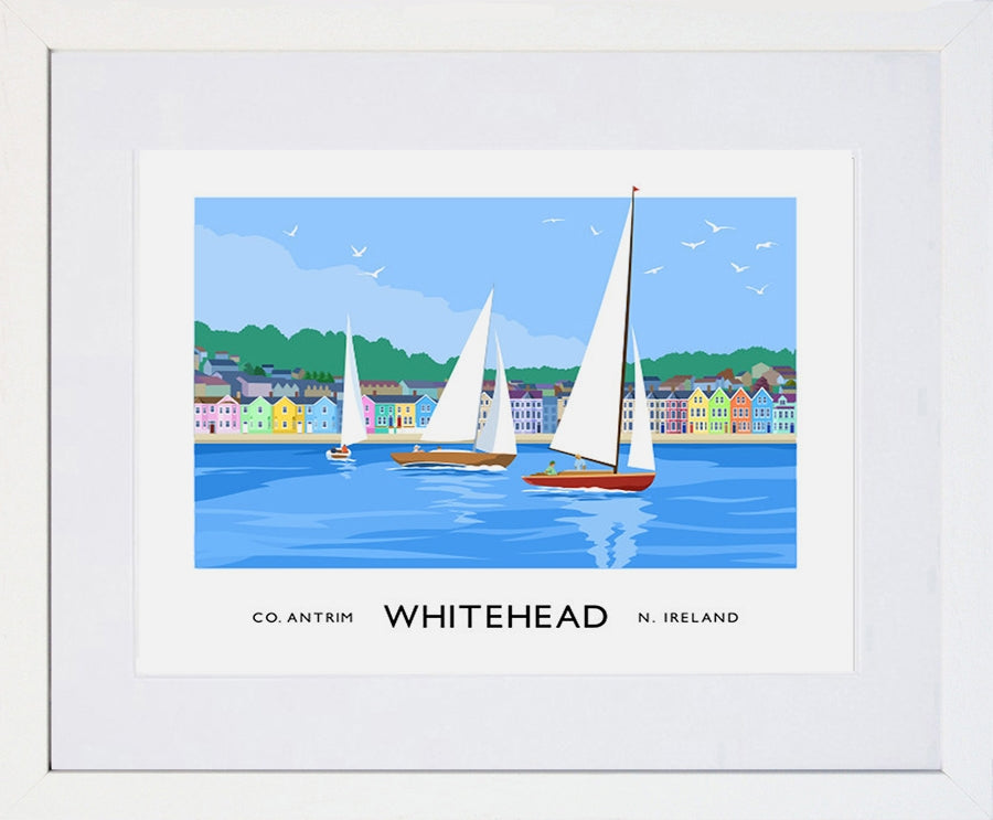 Co Antrim - Whitehead Seafront Frame Black 40x30 With Mount