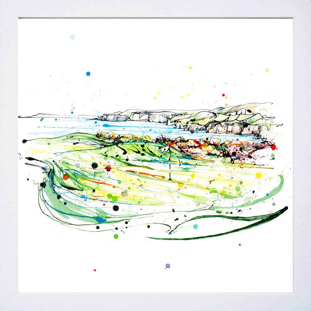 Print Open Edition Golf - Royal Portrush Whiterocks-30 x 30-White Box Frame (No Mount)