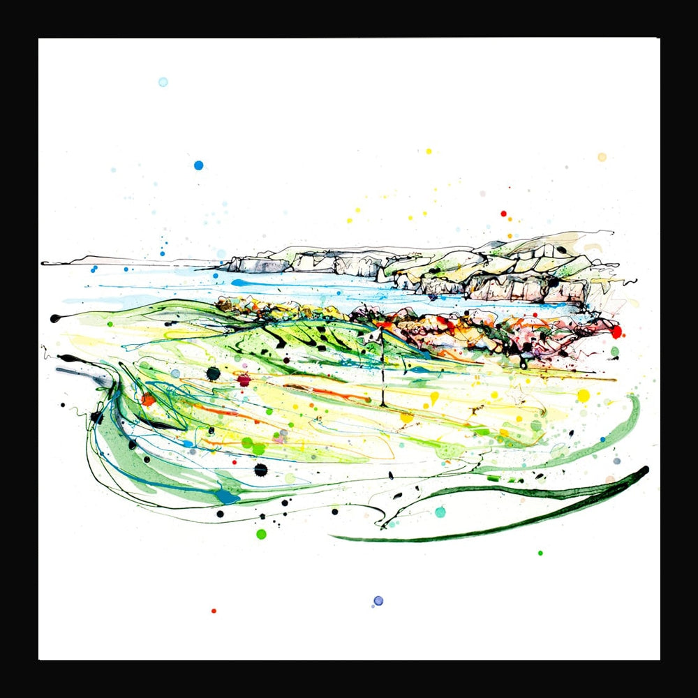 Print Open Edition Golf - Royal Portrush Whiterocks-30 x 30-Black Box Frame (No Mount)