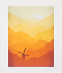 Windmills in Orange Unframed