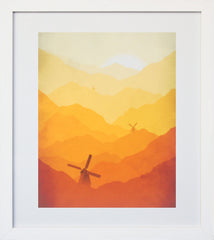 Windmills in Orange White Frame