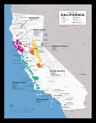 Wine Map Of California Black Frame