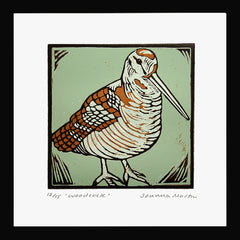 Lino Print - Woodcock Black Frame