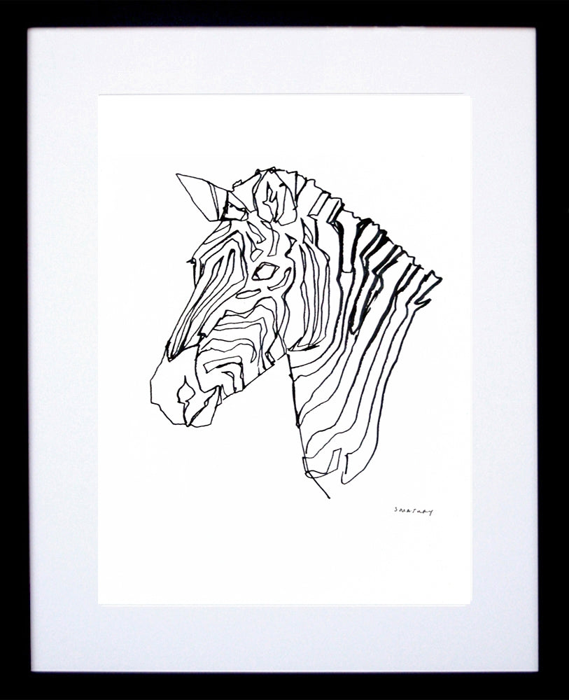 Animals Zebra - Zebra in Black and White Black Frame