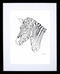 Animals Zebra - Zebra in Black and White Black Frame