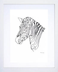 Animals Zebra - Zebra in Black and White White Frame