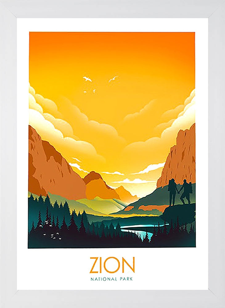 National Park - Zion (Yellow) White Frame