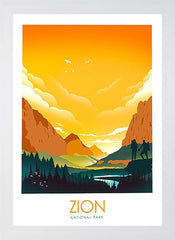 National Park - Zion (Yellow) White Frame