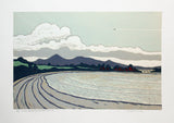 Linocut Print - Bourbon Over The Bay Back From The USA, 2016 - Limited Edition