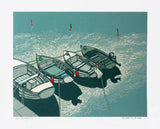 Linocut Print - Bunbeg Boats 2006 - Limited Edition