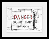 Sketchbook On Paper - Danger Do Not Swim Near Rocks