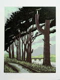 Linocut Print - Pine Trees On Murlough Dundrum 2007 - Limited Edition
