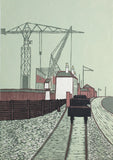 Linocut Print - Belfast Queen's Bridge In The 60's 2006 - Limited Edition