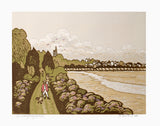 Linocut Print - Walking The Dog Keel Point, 2014 - Limited Edition