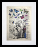 Alice Peeks Beneath The Curtain Black Frame