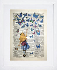 Alice Reaching For Butterflies-Available In One Size Only-White Box Frame