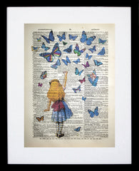 Alice Reaching For Butterflies-Available In One Size Only-Black Box Frame