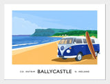 Co Antrim - Ballycastle Beach With Camper Van-40 x 30-White Box Frame (No Mount)