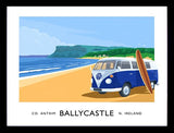 Co Antrim - Ballycastle Beach With Camper Van-40 x 30-Black Box Frame (No Mount)