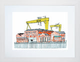 Belfast Cranes White Frame
