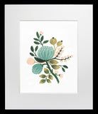 Blue Botanical Black Frame