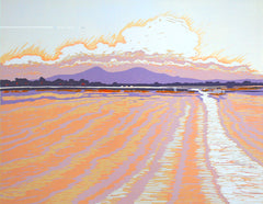 Linocut Print - Chardonnay Over The Bay All The Way To The USA