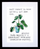 Drinks Water - Houseplant Black Frame