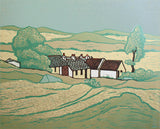 Linocut Print - Co Antrim Coolanlough Cottages
