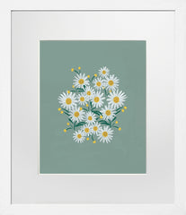 Daisies Sage - White Frame