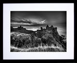 Dunluce Castle (Black and White) Black Frame