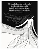 Edna St. Vincent Millay - My Candle Unframed