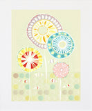 Flowers In Green Unframed