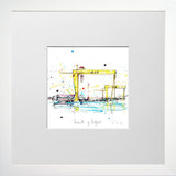 Print Open Edition Landscapes - Giants Of Belfast-12 x 12-Small Flat White Frame