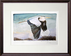 The Lost Words - Heron In Flight Premium Edition Artist Proof Brown Scoop Frame