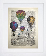 Hot Air Balloons Over Belfast City Hall White Frame