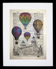 Hot Air Balloons Over Belfast City Hall Black Frame
