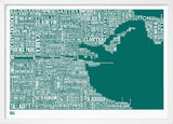 Map - Ireland Dublin in Emerald Green Frame White