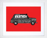 Print - Red Taxi White Frame