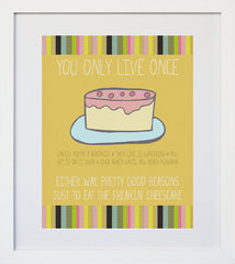 Just Eat The Cheesecake White Frame