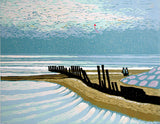 Linocut Print - Co Down Kite Flying In Newcastle 2009