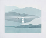 Beacon Of Light In Teal And Grey Unframed