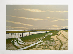 Linocut Print - Co Down Low Tide Back Beach, Dundrum Unframed