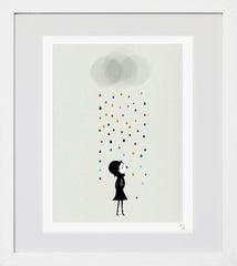 Mademoiselle Under the Rain White Frame