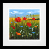 Print - Poppy Field - Black Box Frame (With Mount)