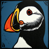 Lino Print - Puffin On Rathlin