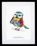 Animals - Blue Tit (Shakespeare Quote) Black Frame